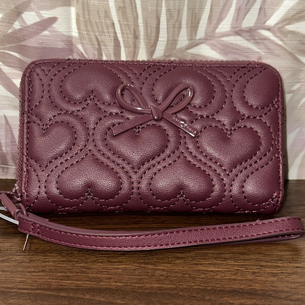 Betsey Johnson Quilted Heart Wallet with wristlet strap